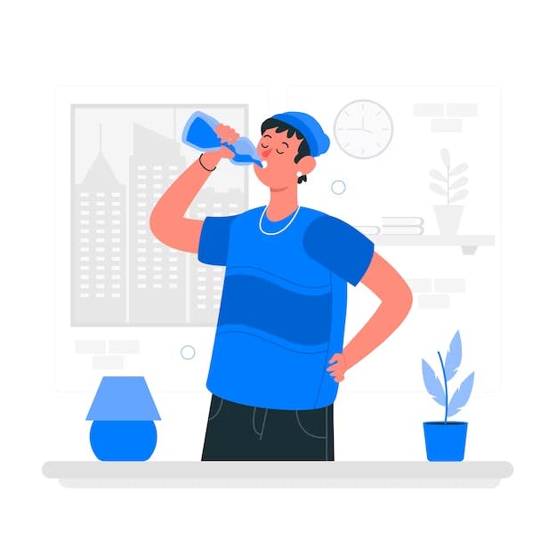 A man drinking water happily, signals the importance of staying hydrated.